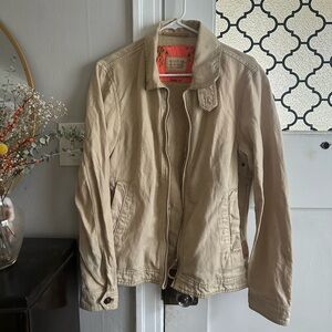 Scotch & Soda Light Beige Cotton / Linen Blend Zip Jacket